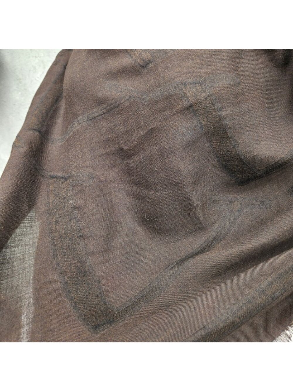 Vintage Valentino Cashmere Silk Shawl Wrap Espresso Brown Fringe 60x58 - Picture 11 of 14